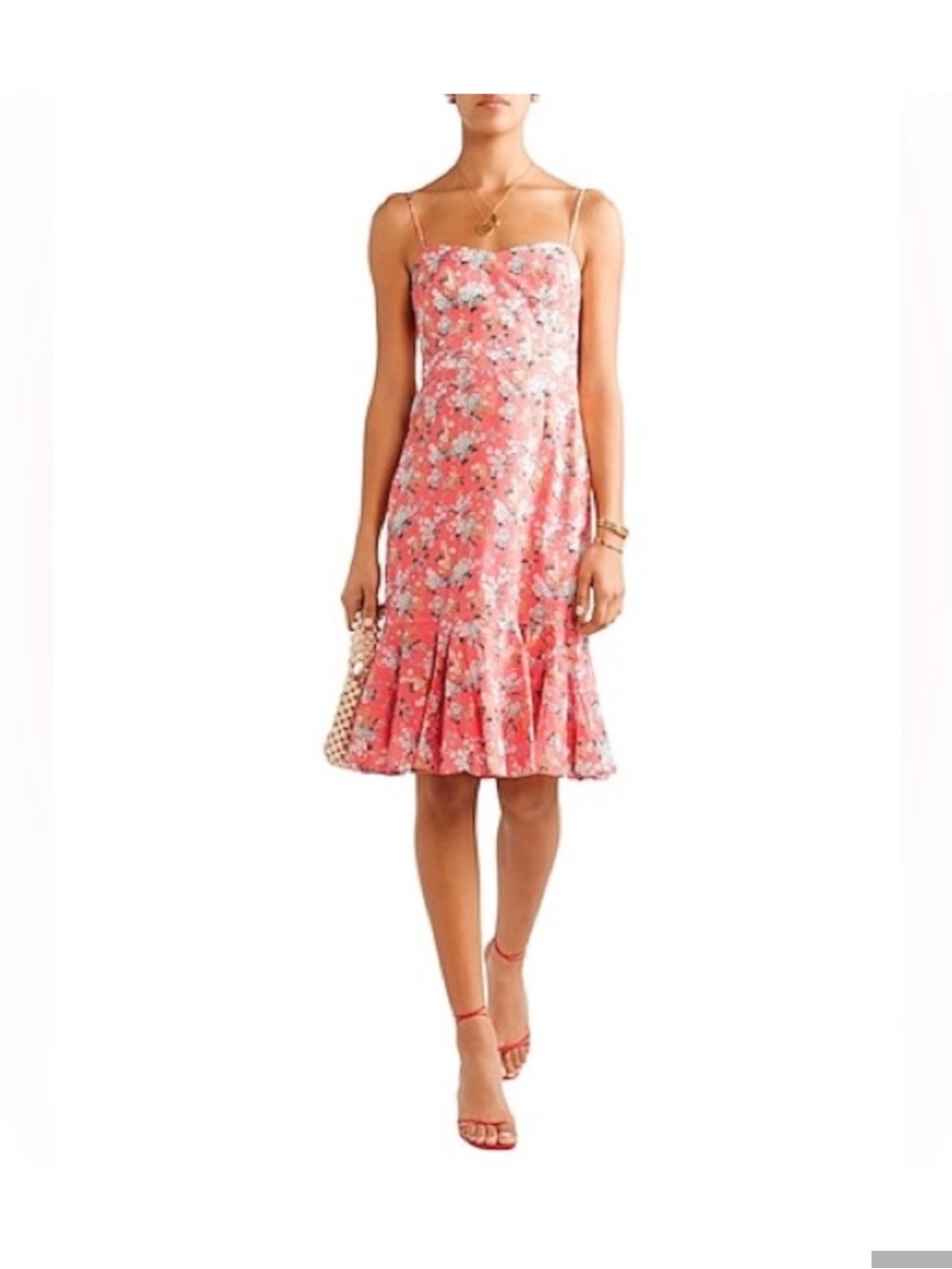 J. Crew Coral Floral Midi Dress